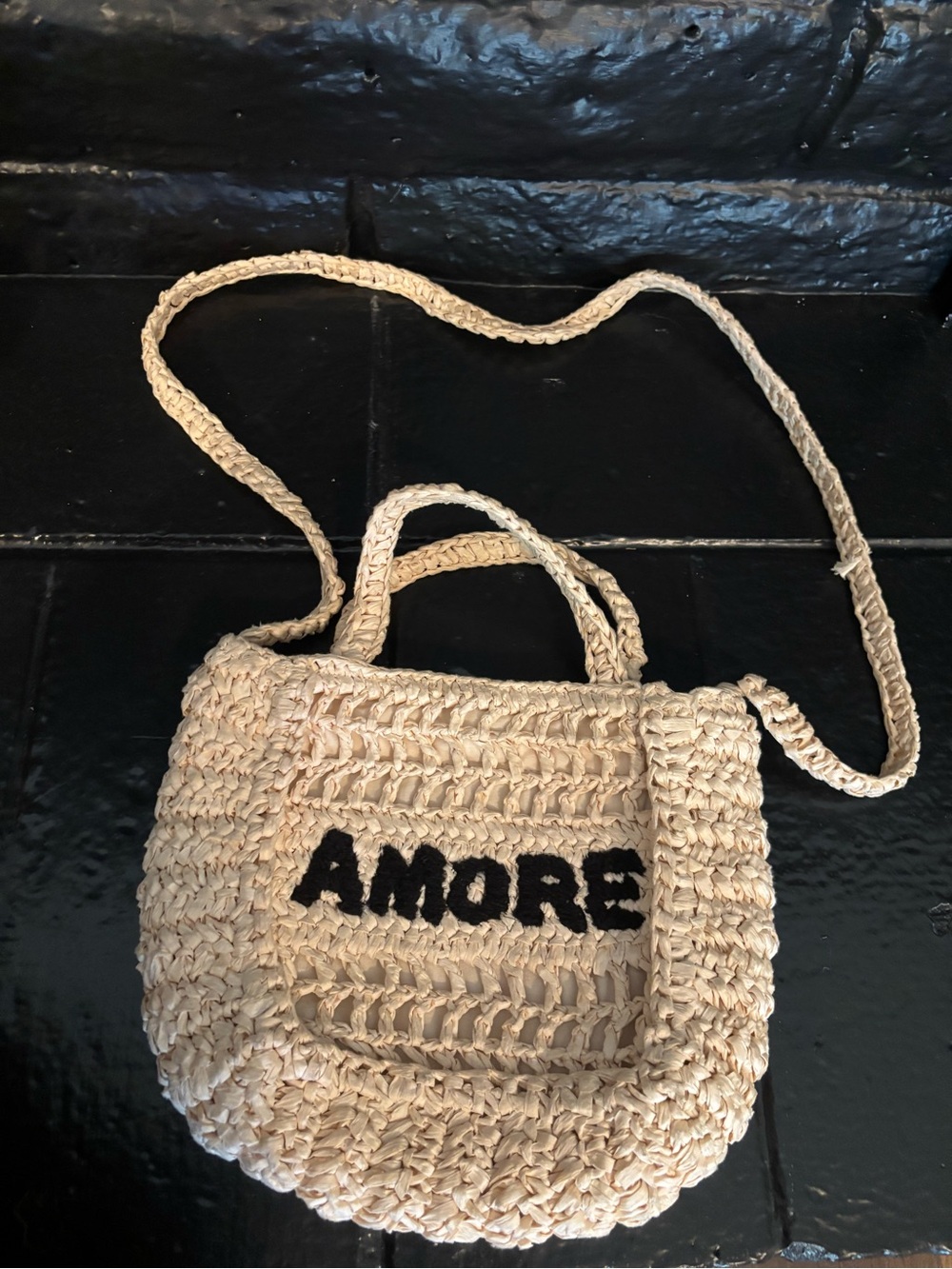 Universal Thread Natural Woven 'AMORE' Crossbody Bag